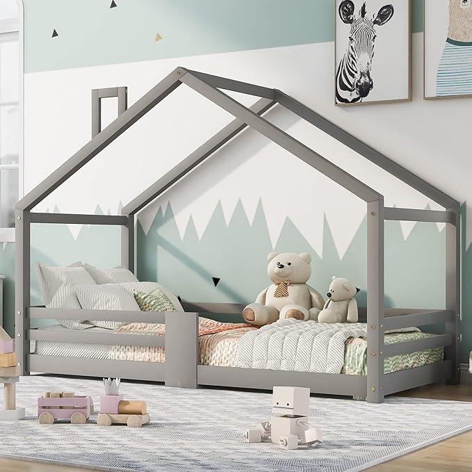 Kinderbett-Hausbett 90 x 200 cm, Kleines Hausdesign-Moimhear