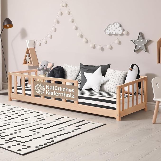Bodenbett-Montessori Bodenbett inkl. Rausfallschutz und Lattenrost-Famifidus
