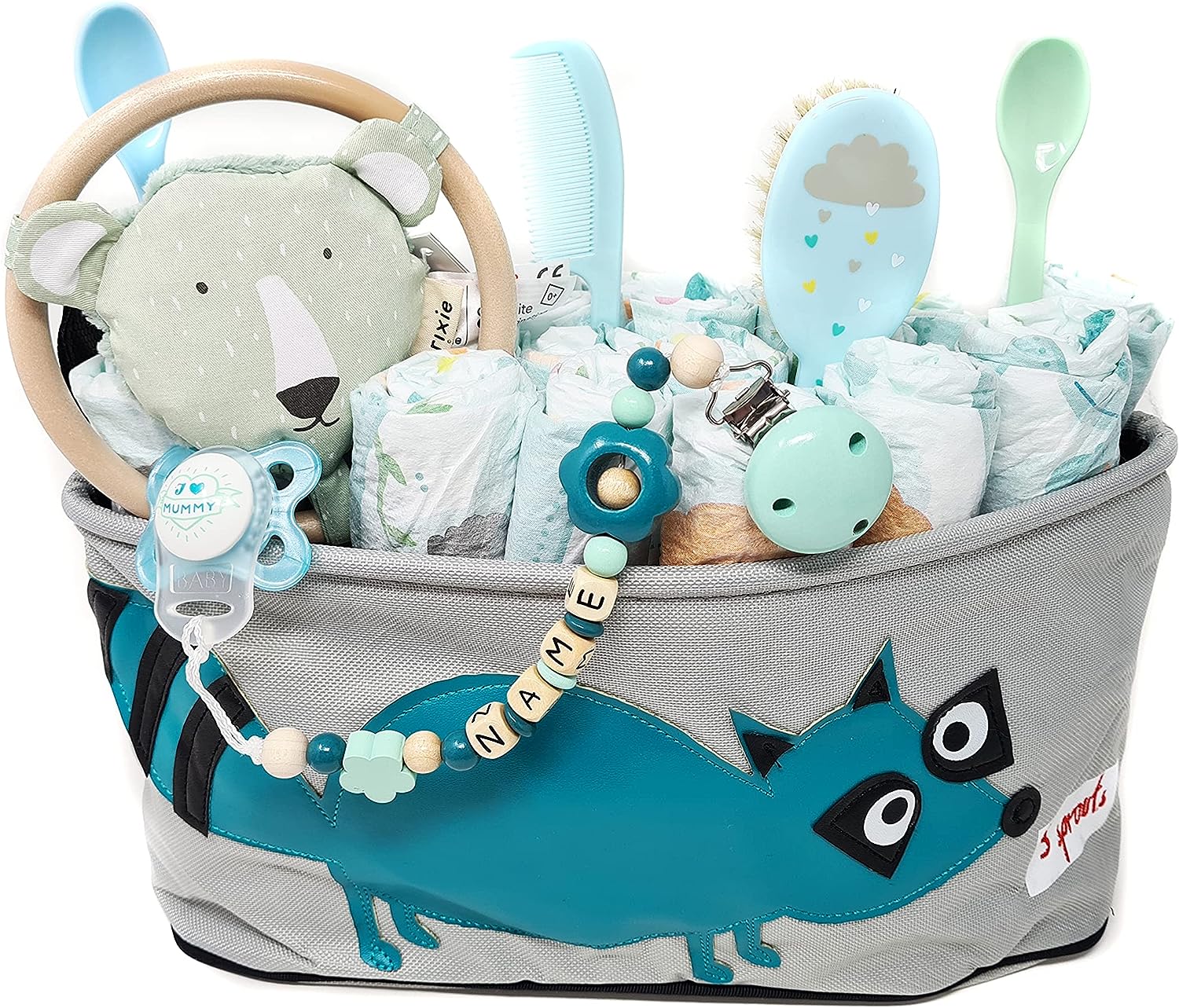 Windeltorte mit Zubehör "Waschbär" von Elfenstall